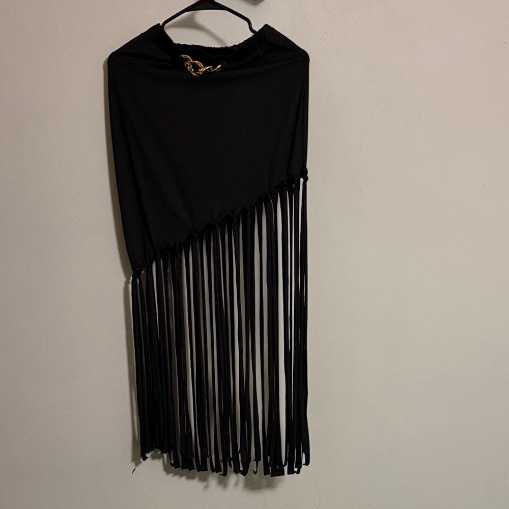 Black Fringe Maxi Skirt - Sleek Festival Style